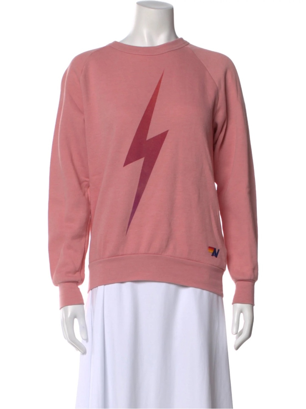 Aviator Nation Rose Pink Lightning Crewneck Sweatshirt